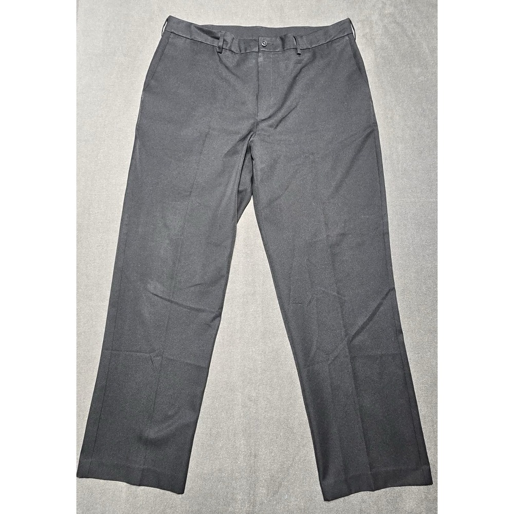 PGA Tour‎ Golf Pants Mens 38x32 Black Flat Front Athletic Performance Pockets